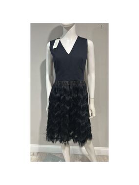 Akris Punto Mixed Media Cocktail Blue and Black Dress Black Size 6 *** no belt